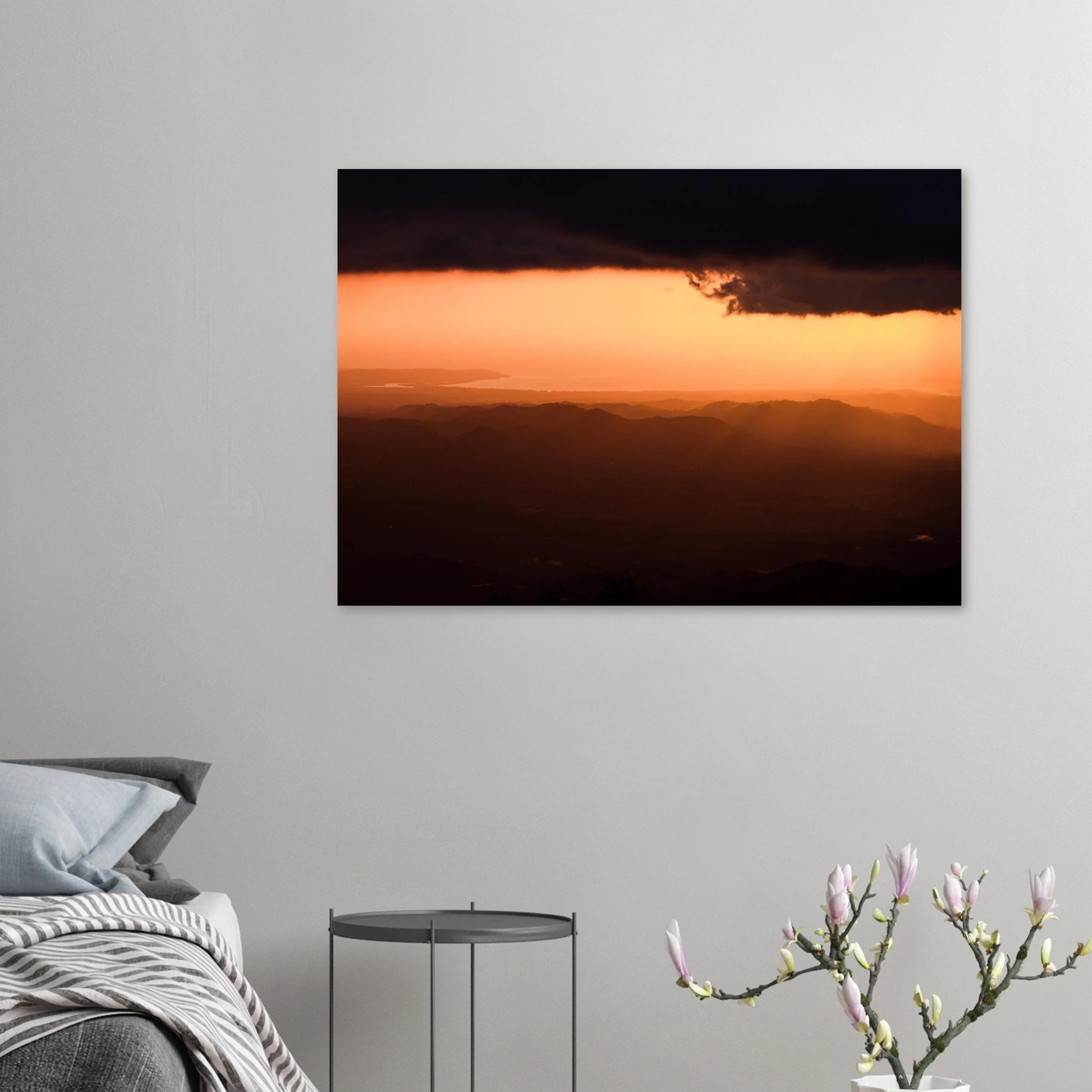 Where Maricao Meets the Sky print — Acrylic Print mockup, gallery glow, drone golden hour Maricao PR.