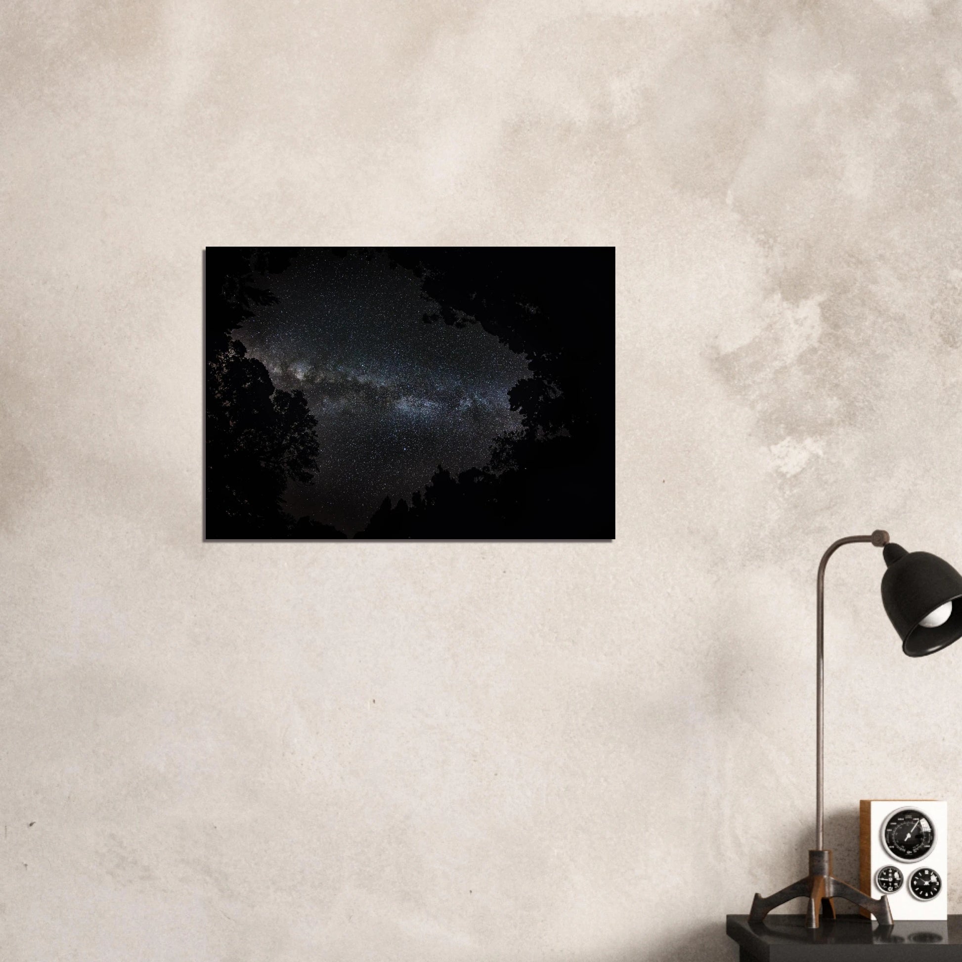 Heart of the Milky Way print — Fine Art Poster mockup, wall display, Maricao astrophotography Puerto Rico.