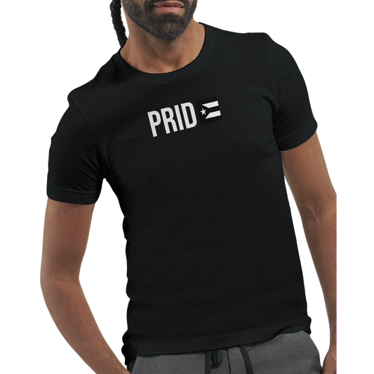 PRIDE Boricua resistance shirt white colorway front — Puerto Rican LGBTQ+ pride apparel designed in Puerto Rico