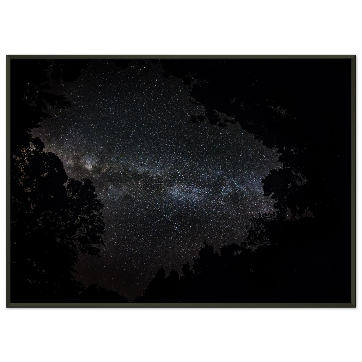 Heart of the Milky Way Maricao print — dark interior wall mockup, large format Milky Way Puerto Rico.