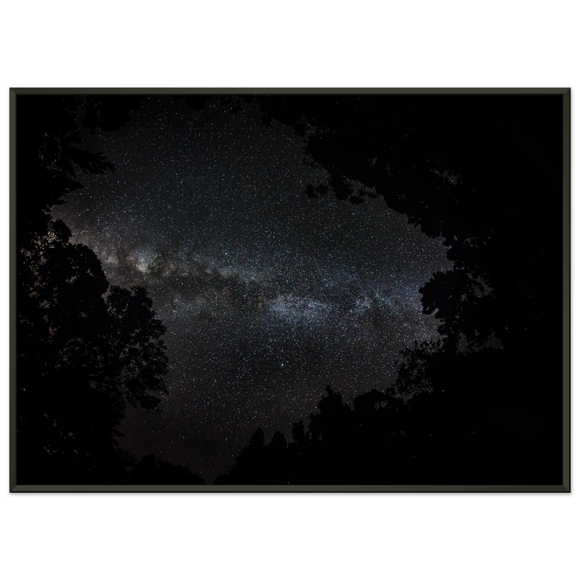 Heart of the Milky Way Maricao print — dark interior wall mockup, large format Milky Way Puerto Rico.