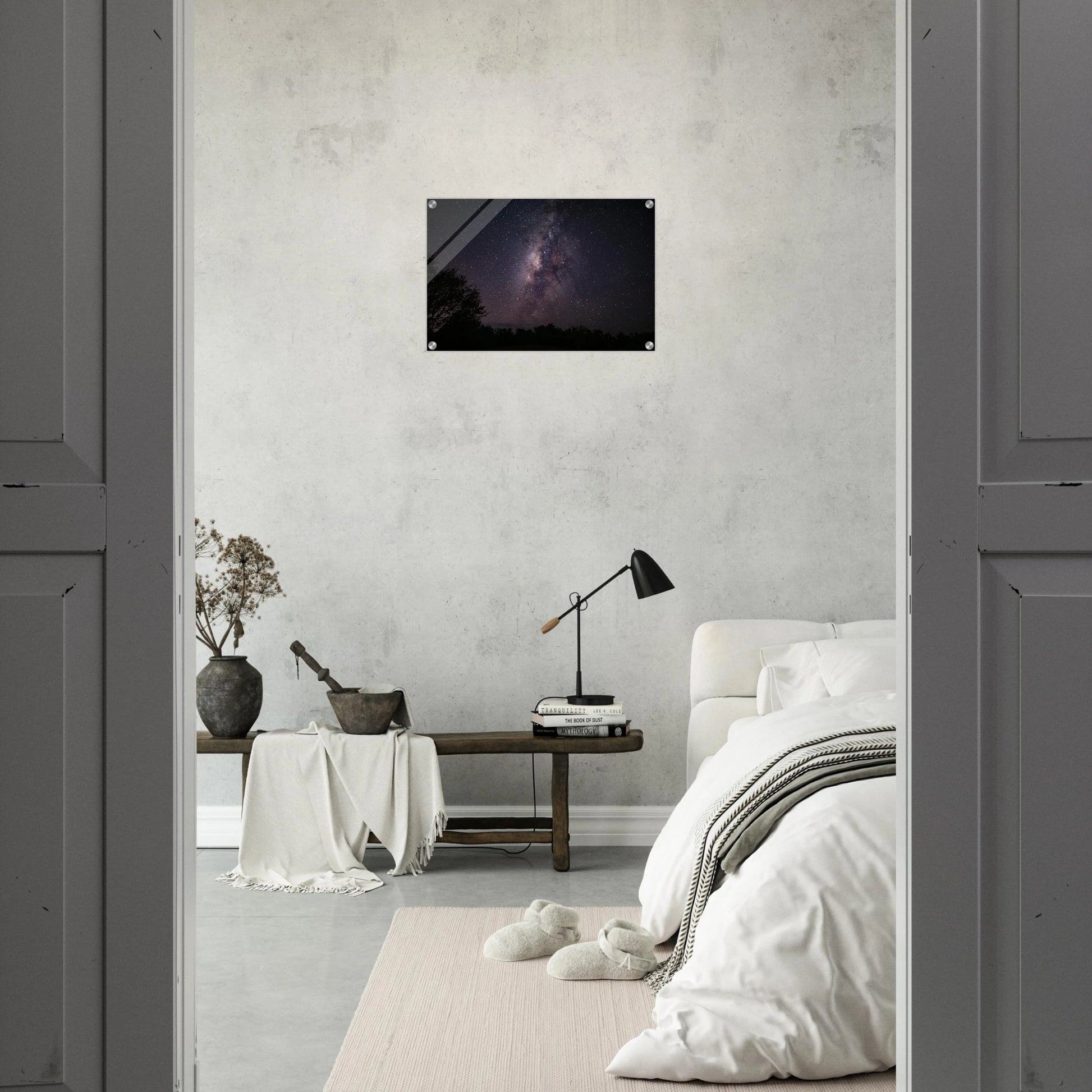 Esencia fine art print — office wall mockup, large format astrophotography print Cabo Rojo Puerto Rico.