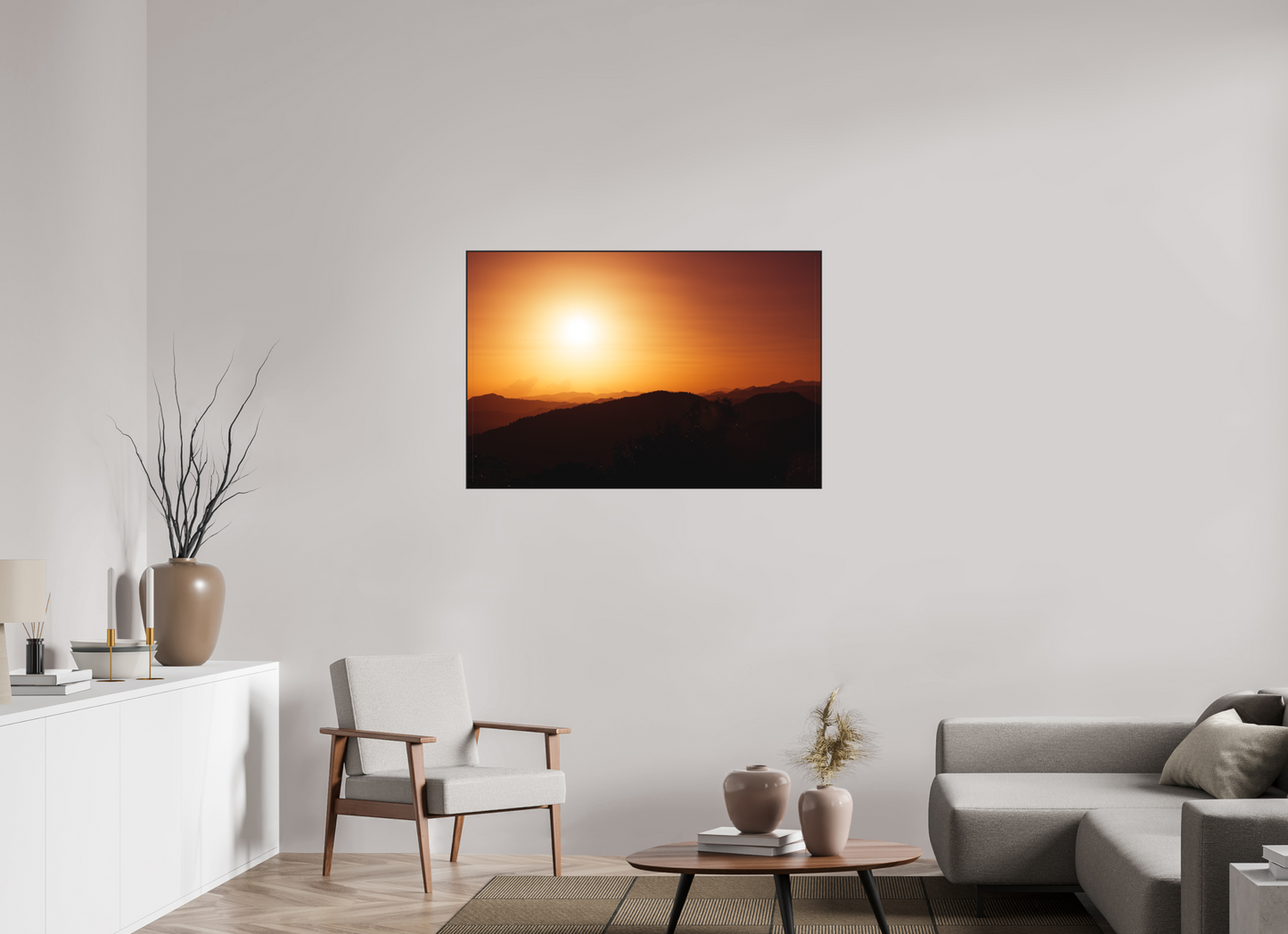 45 x 30″, Metal with Black Ultra Slim Frame Sunset at El Campo