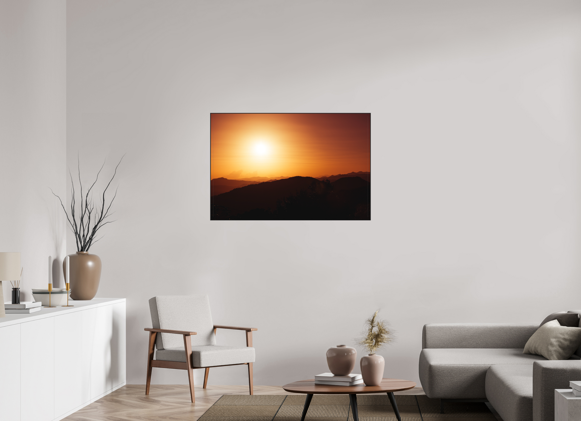 45 x 30″, Metal with Black Ultra Slim Frame Sunset at El Campo
