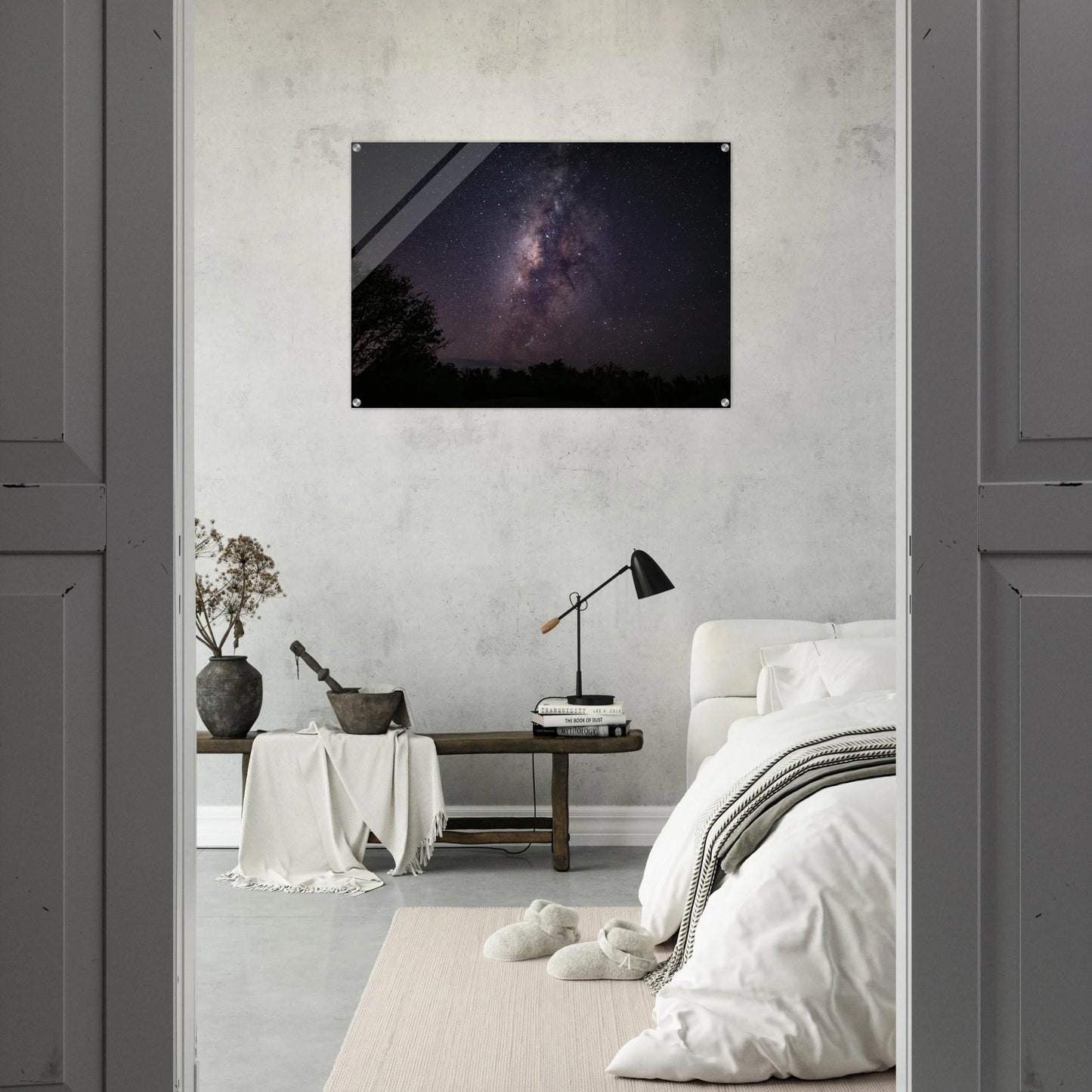 Esencia Cabo Rojo Milky Way print — gallery wall cluster mockup, small and large format Puerto Rico.