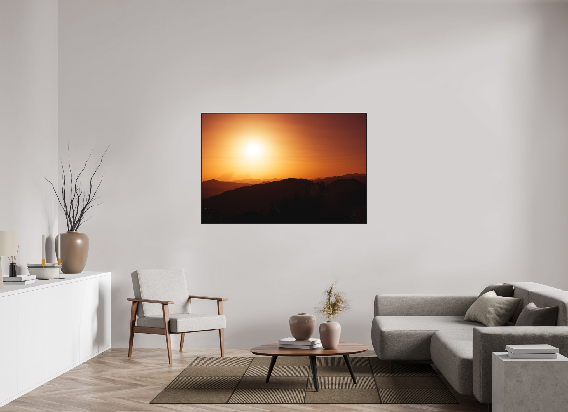 60 x 40″, Metal with Black Ultra Slim Frame Sunset at El Campo