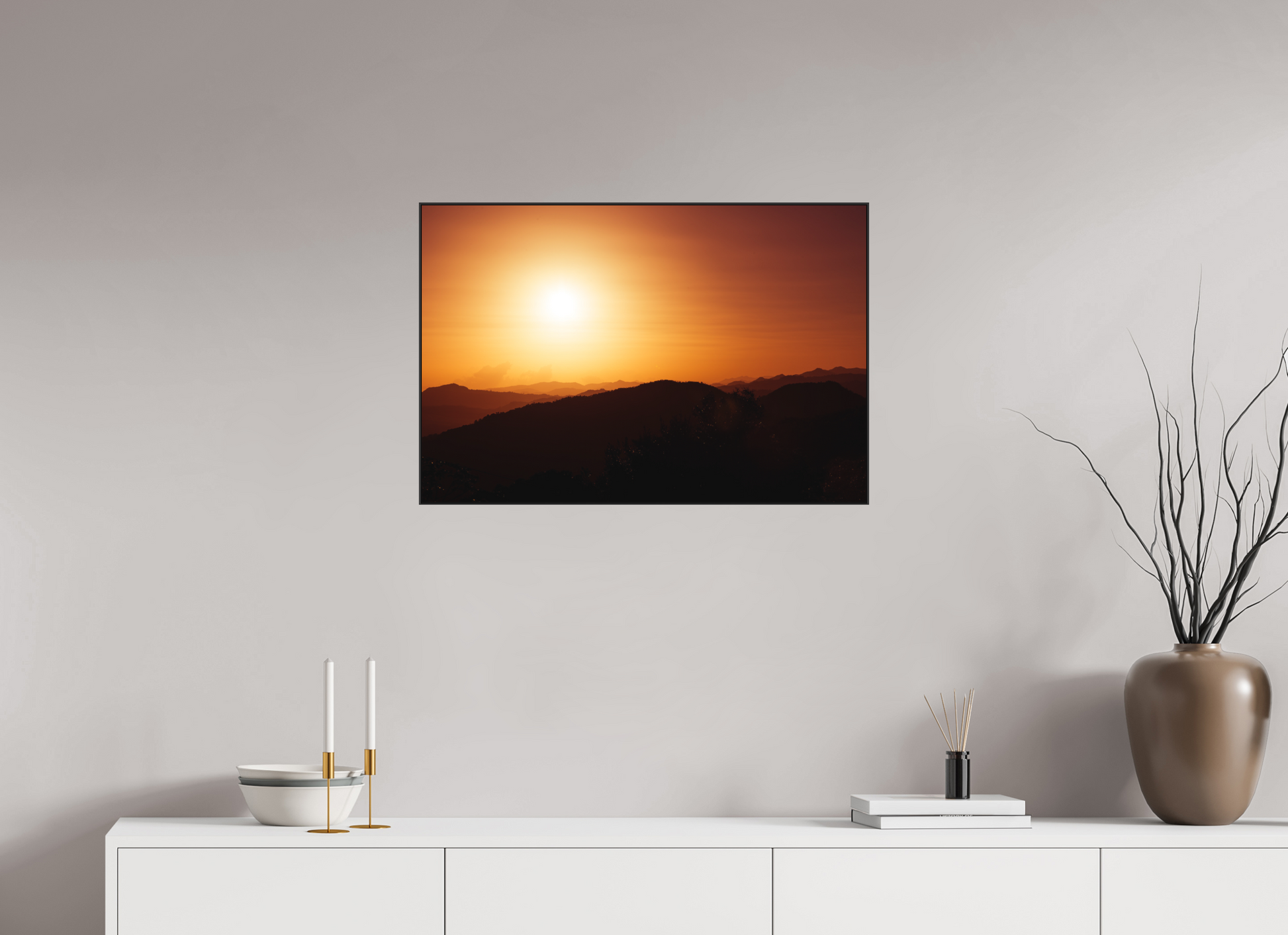 30 x 20″, Metal with Black Ultra Slim Frame Sunset at El Campo