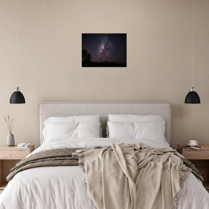 Esencia Milky Way print — entryway wall mockup, fine art astrophotography print Cabo Rojo Puerto Rico.