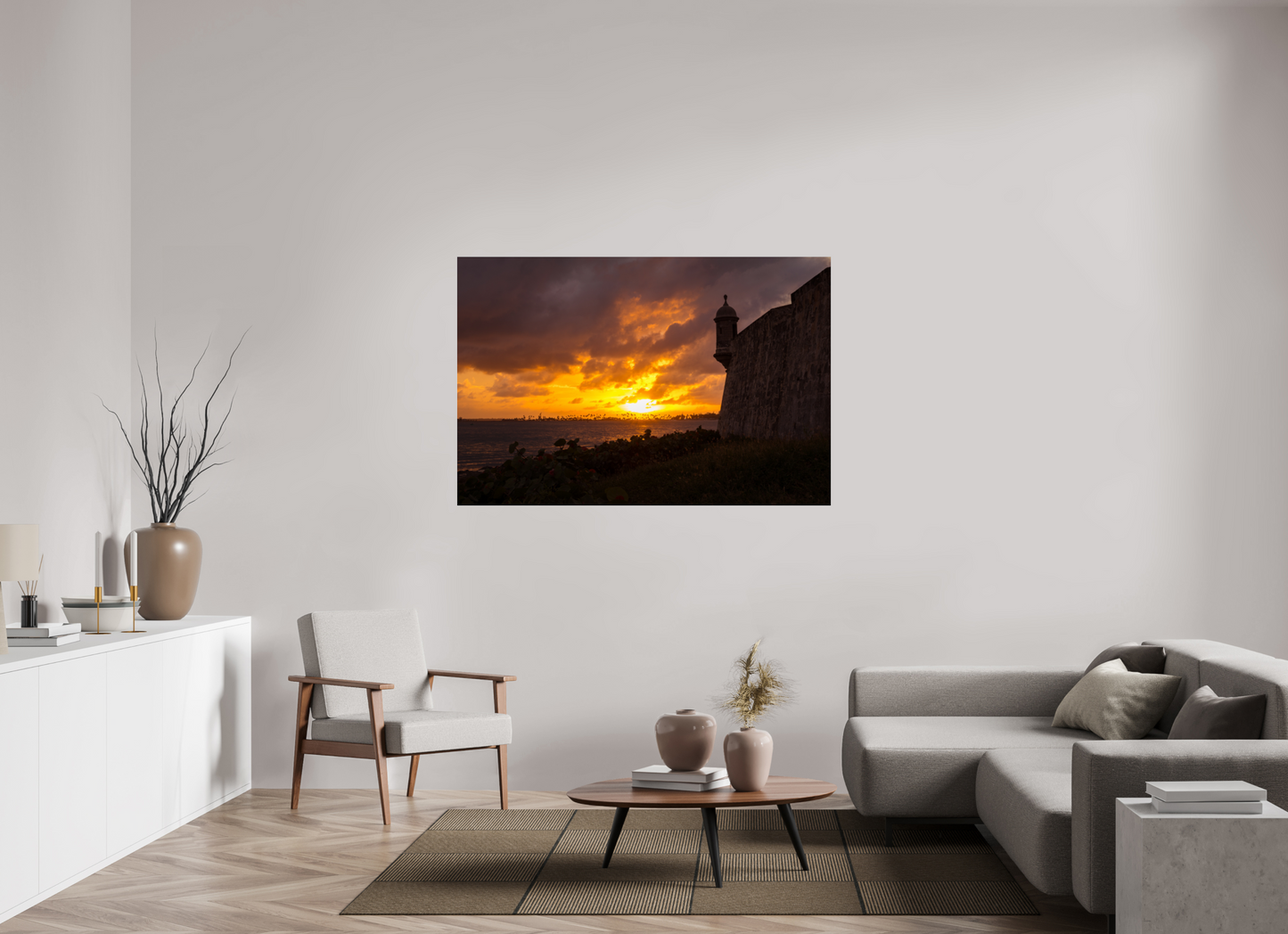 60 x 40″, Acrylic Aluminum thin frame Sunset at Old San Juan