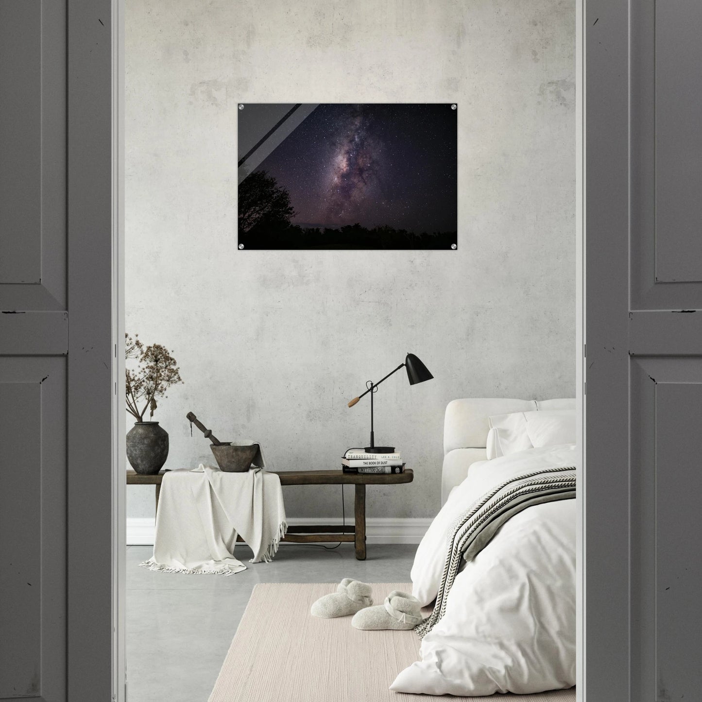Esencia Milky Way print — Fine Art Poster mockup, wall display, Cabo Rojo astrophotography by Abimael Medina.