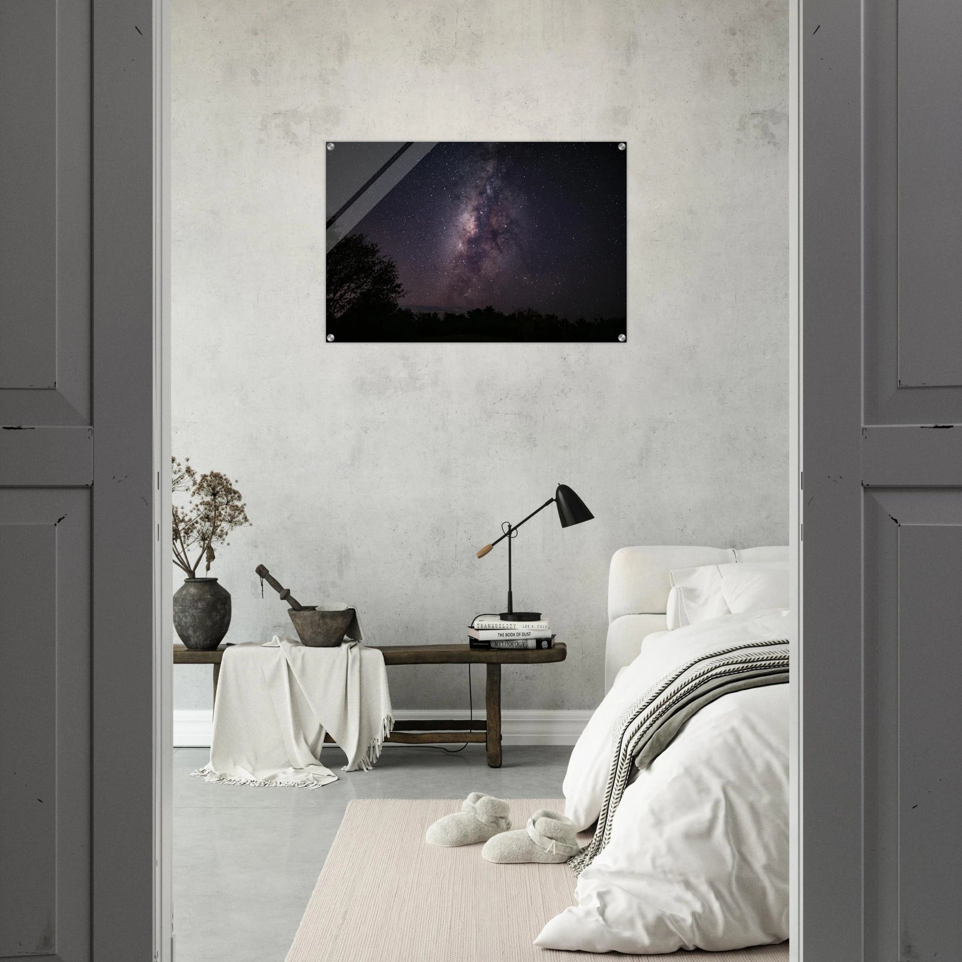 Esencia Milky Way print — Fine Art Poster mockup, wall display, Cabo Rojo astrophotography by Abimael Medina.