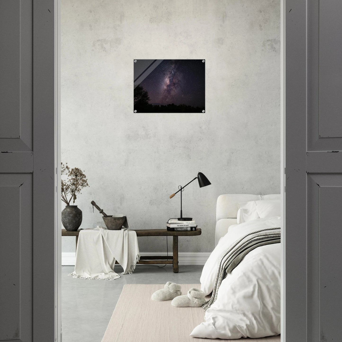 Esencia astrophotography print — Aluminum Print detail, brushed metal surface, Cabo Rojo Puerto Rico.