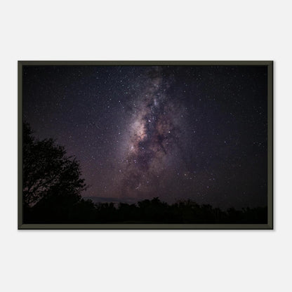 Esencia astrophotography print — living room wall mockup, large format Milky Way print Puerto Rico.