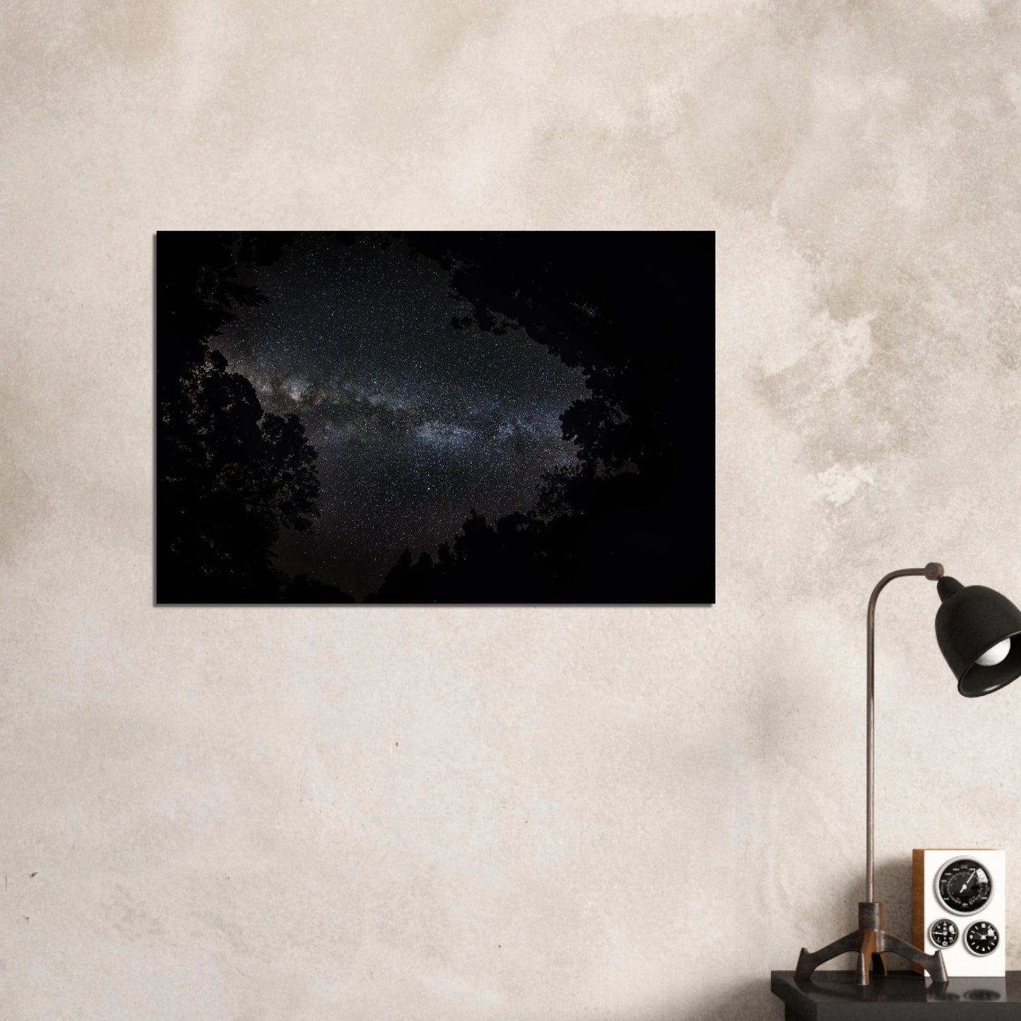 Heart of the Milky Way Maricao print — entryway wall mockup, fine art night sky Puerto Rico.