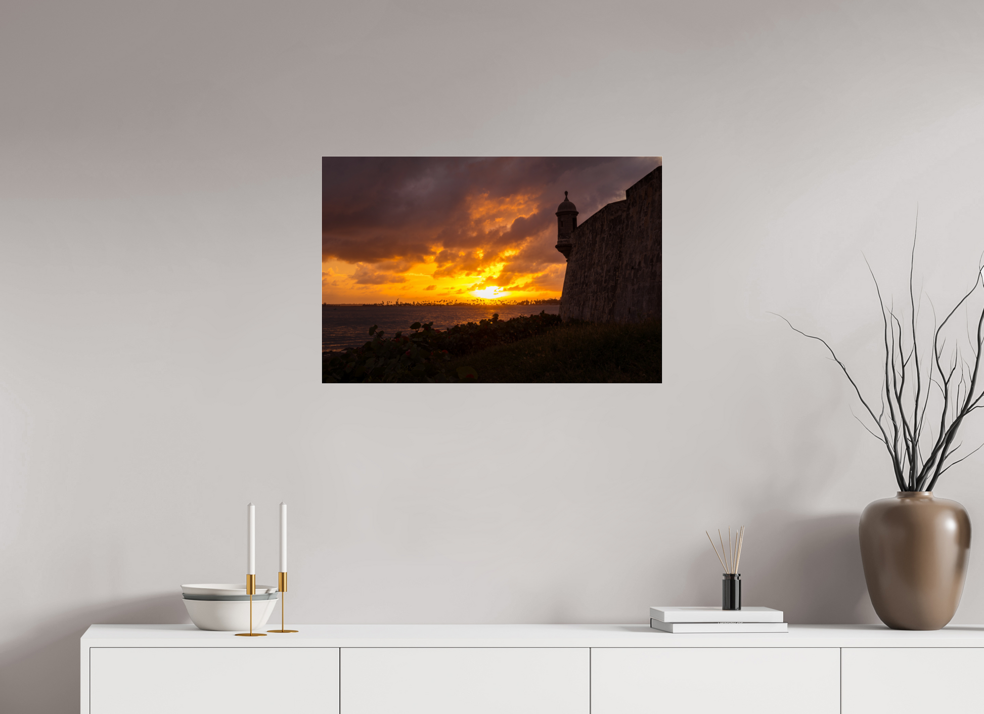 30 x 20″, Fuji Crystal Paper with Acrylic Glass Sunset at Old San Juan