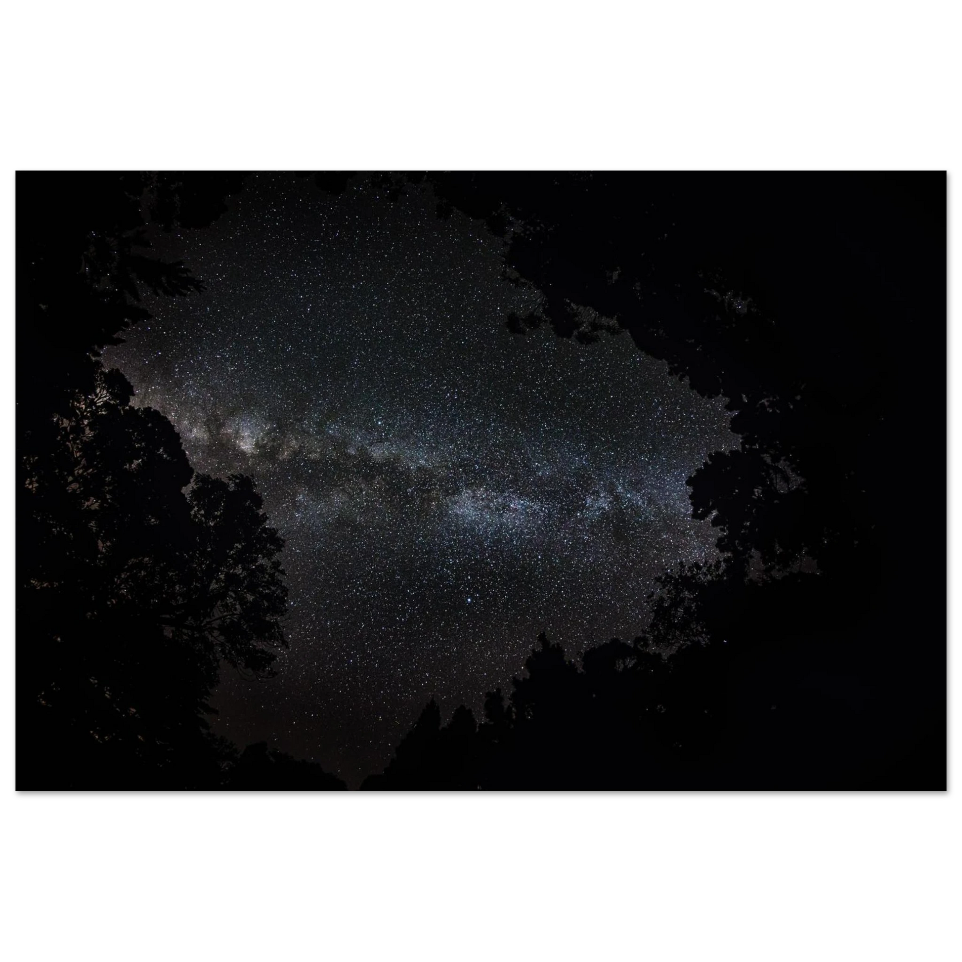 Heart of the Milky Way fine art print — living room sofa wall mockup, Maricao night sky Puerto Rico.