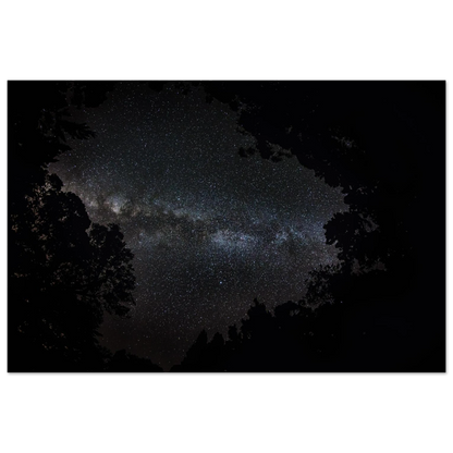 Heart of the Milky Way fine art print — living room sofa wall mockup, Maricao night sky Puerto Rico.