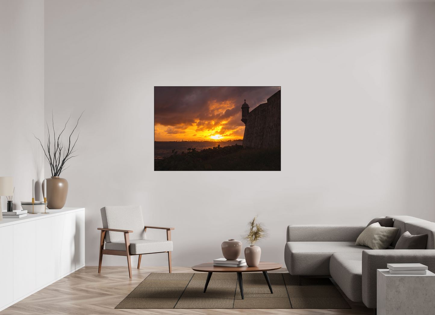 60 x 40″, Metal Matte Print with Aluminum Slim Frame Sunset at Old San Juan