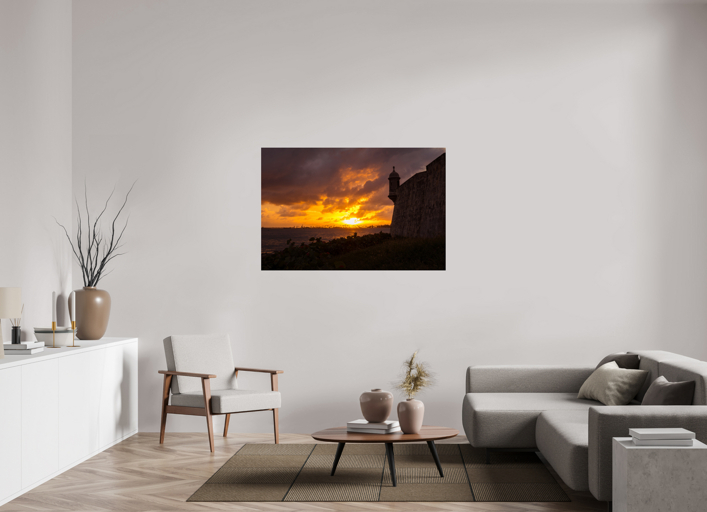 54 x 36″, Acrylic Aluminum thin frame Sunset at Old San Juan