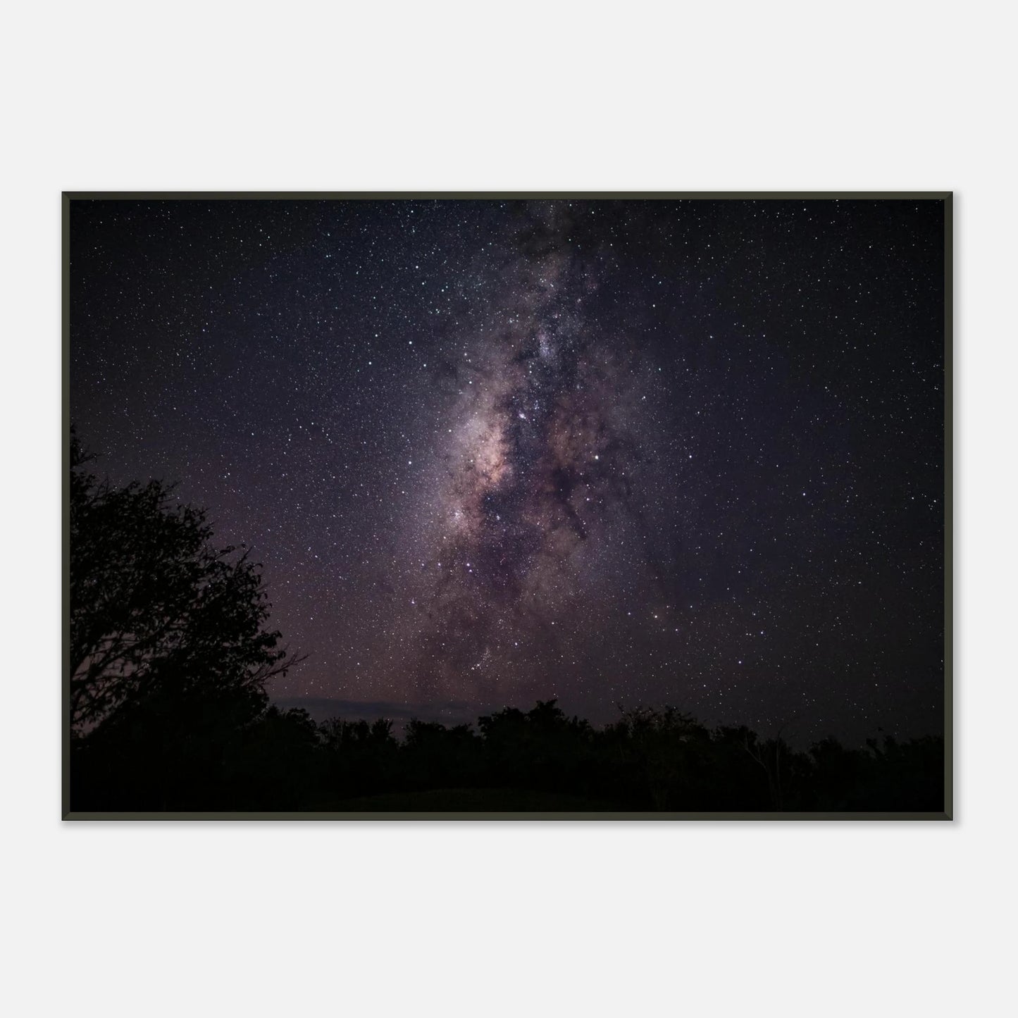 Esencia Milky Way fine art print — Acrylic Print mockup, gallery depth, Cabo Rojo astrophotography Puerto Rico.