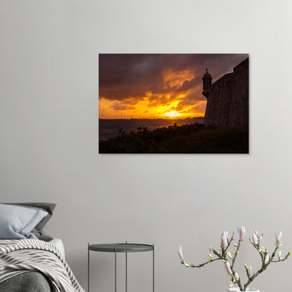 Fiery Sunset at la Garita — Fine Art Poster tube packaging, open edition Old San Juan print Puerto Rico.