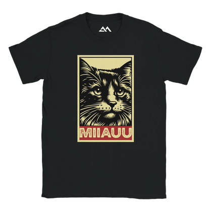 MIIAUUU cat tee — graphic closeup detail, cat design Puerto Rico unisex streetwear shirt.