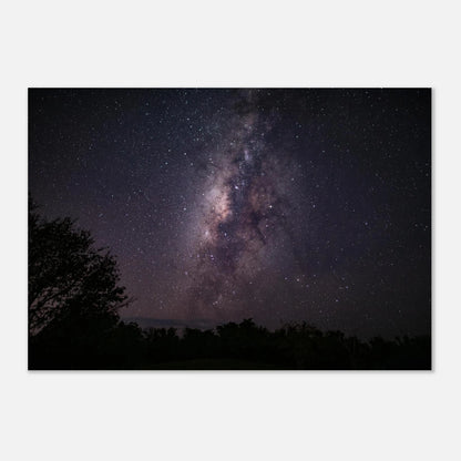 Esencia fine art print — minimalist bedroom mockup, Milky Way astrophotography Cabo Rojo PR.